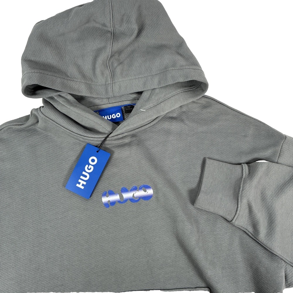 Hugo Boss Niftyhood Pullover Hoodie Men's Size S Grey Logo Cotton French Terry